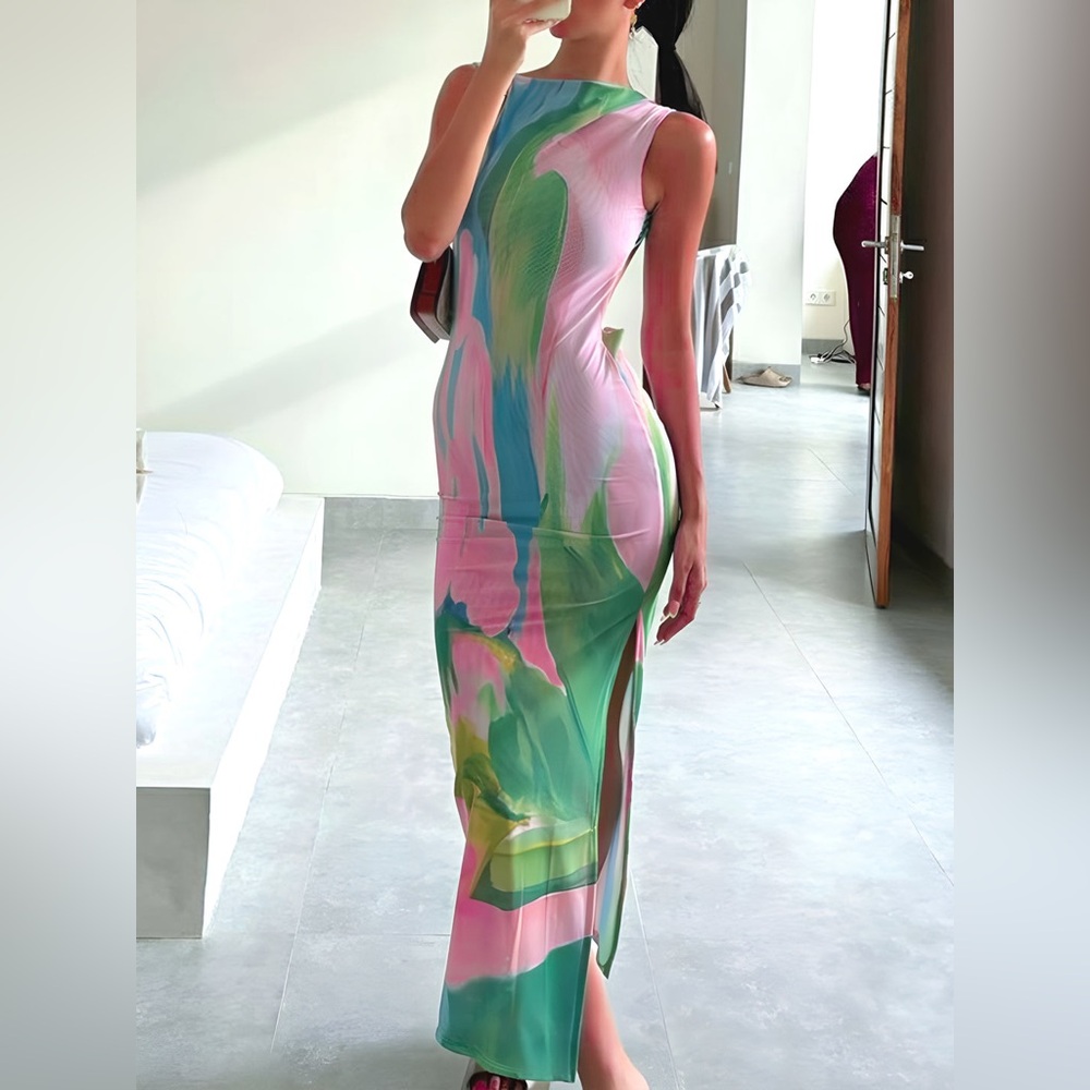 Elegant Multicolor Maxi Dress